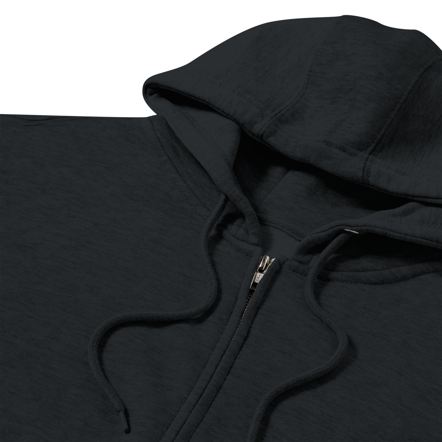 Café Valhall Zip Hoodie i Black – stoffdetalj nærbilde – Nordic Hoodies
