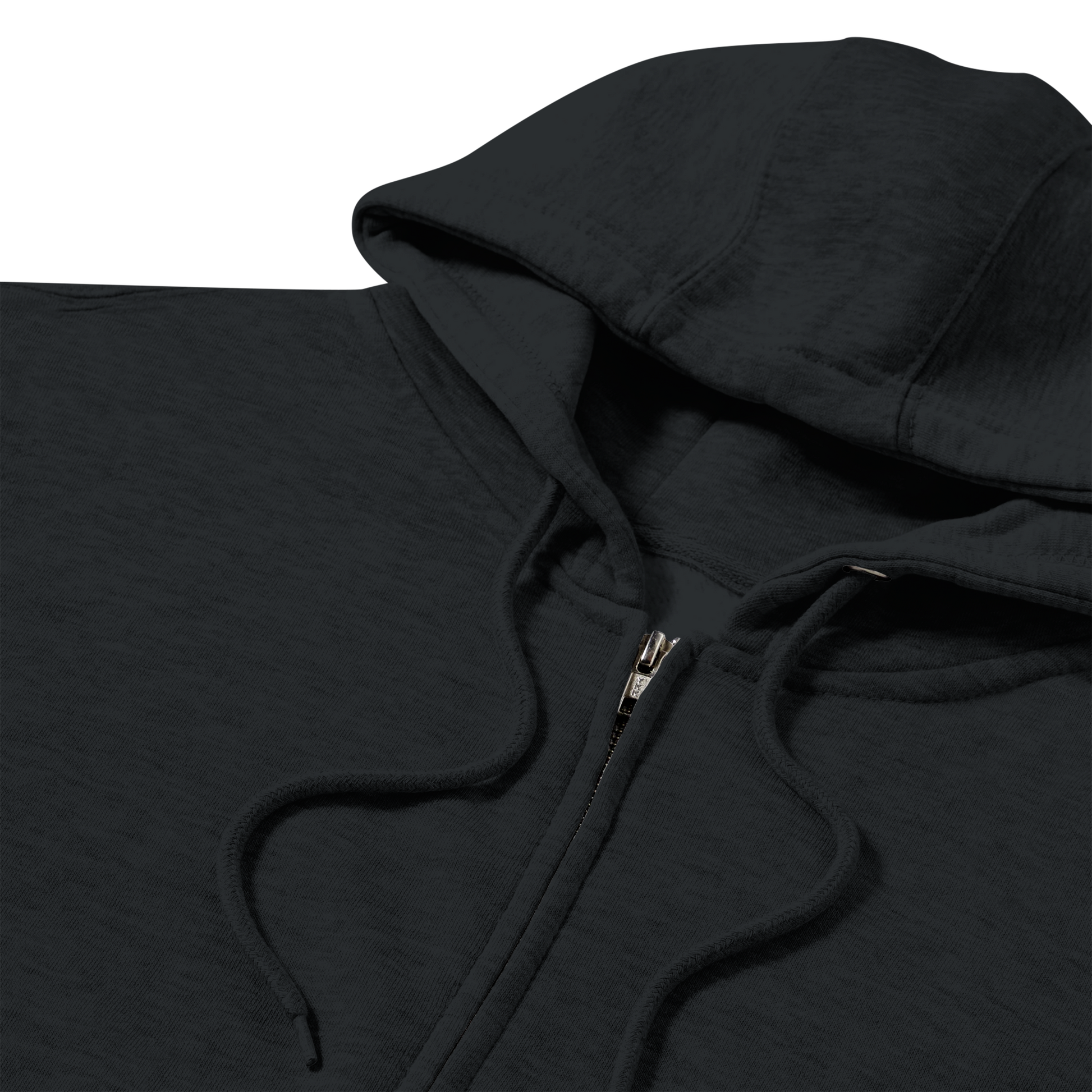 Café Valhall Zip Hoodie i Black – stoffdetalj nærbilde – Nordic Hoodies