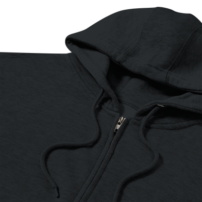 Café Valhall Zip Hoodie i Black – stoffdetalj nærbilde – Nordic Hoodies