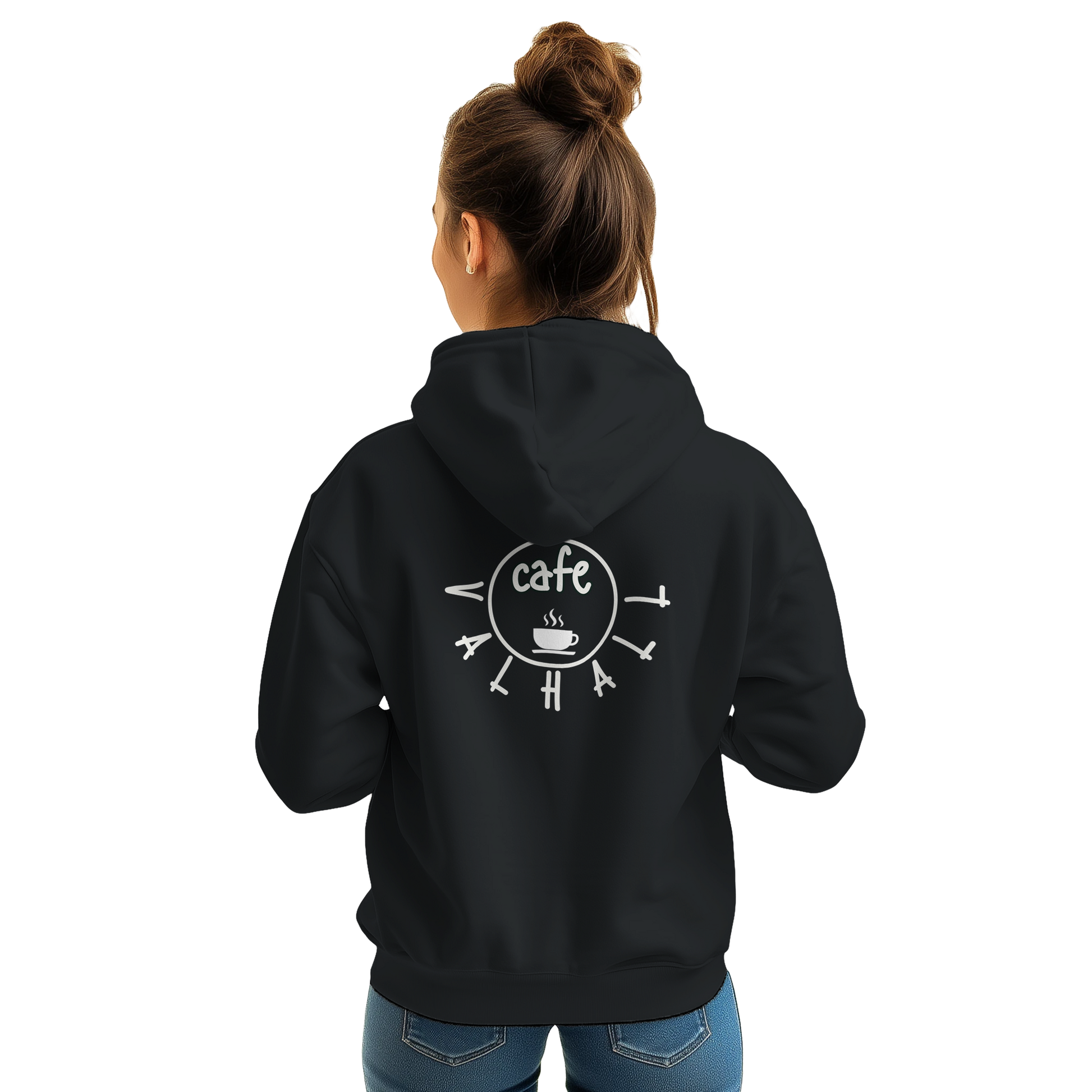Café Valhall Zip Hoodie i Black – dame med hette opp – Nordic Hoodies