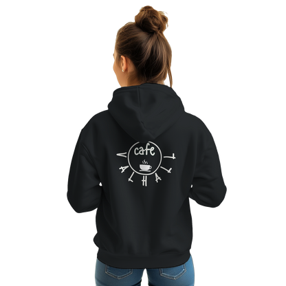 Café Valhall Zip Hoodie i Black – dame med hette opp – Nordic Hoodies