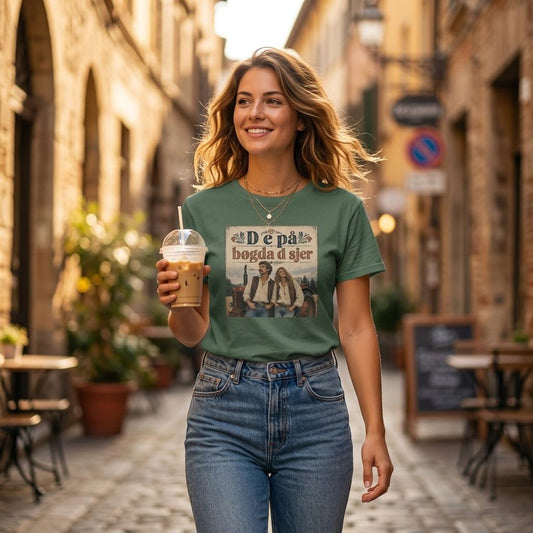 "D e´på bøgda d skjer" - Unisex T-shirt med rund hals