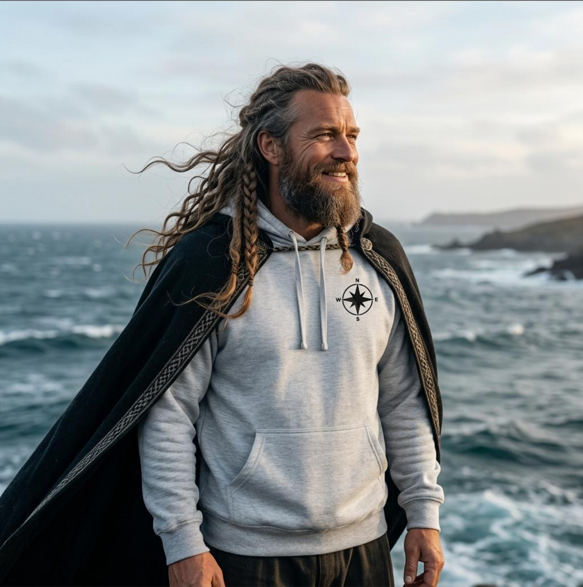Kompassrosen – Hoodie med nordisk navigasjonssymbol