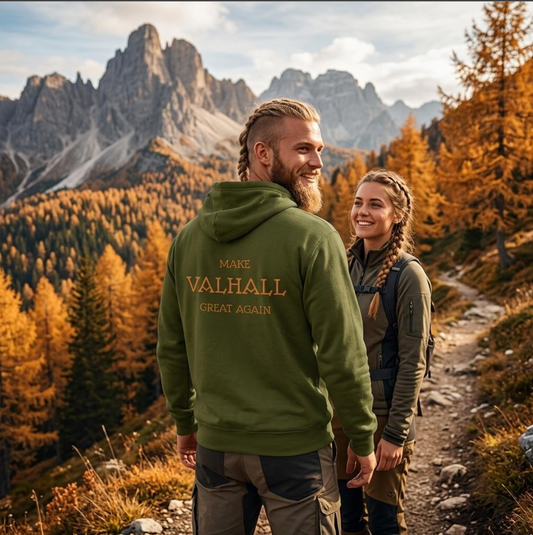 Make Valhall Great Again – Hoodie med Viking-humor