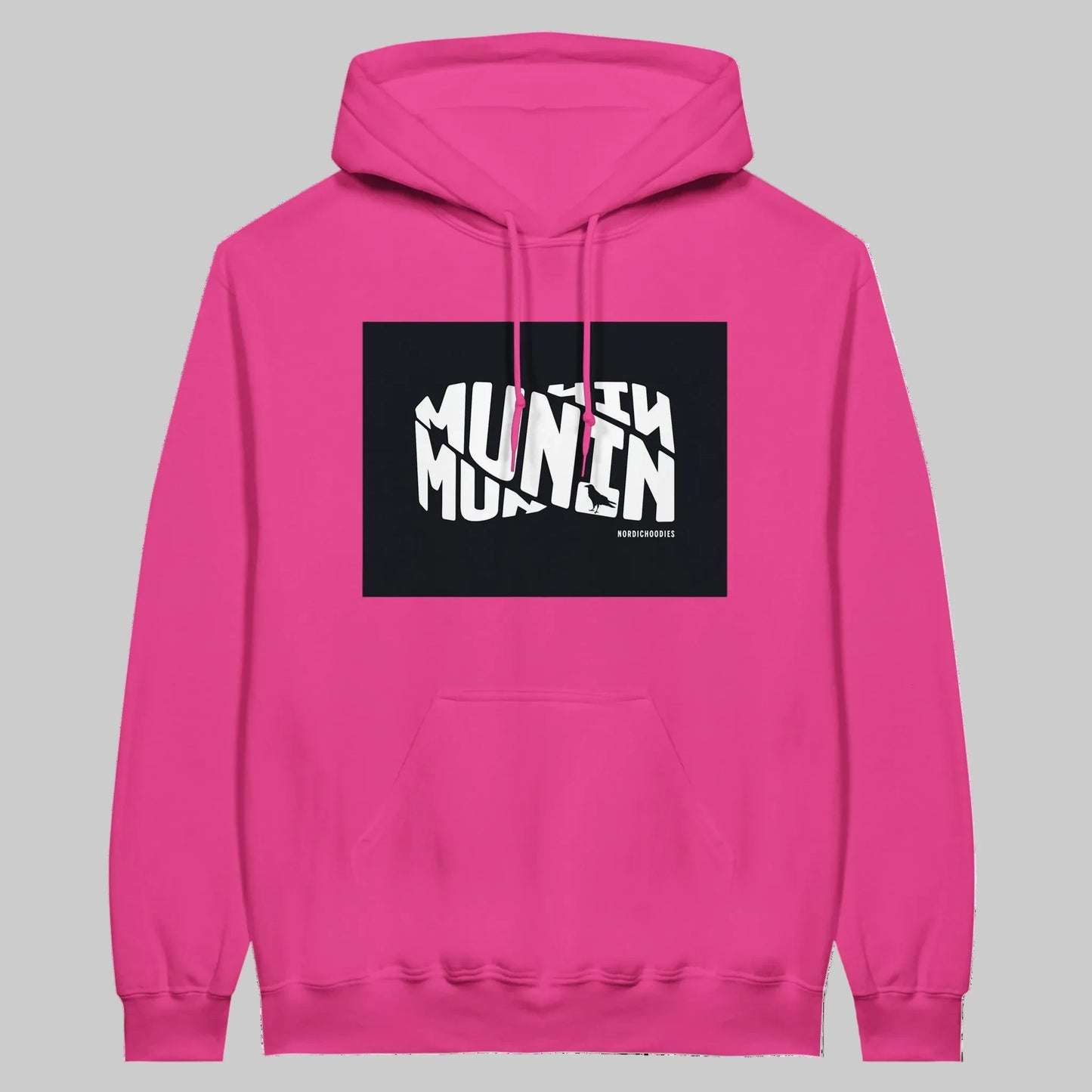Munin Hoodie i Pink Lemonade – flat lay forfra – Nordic Hoodie