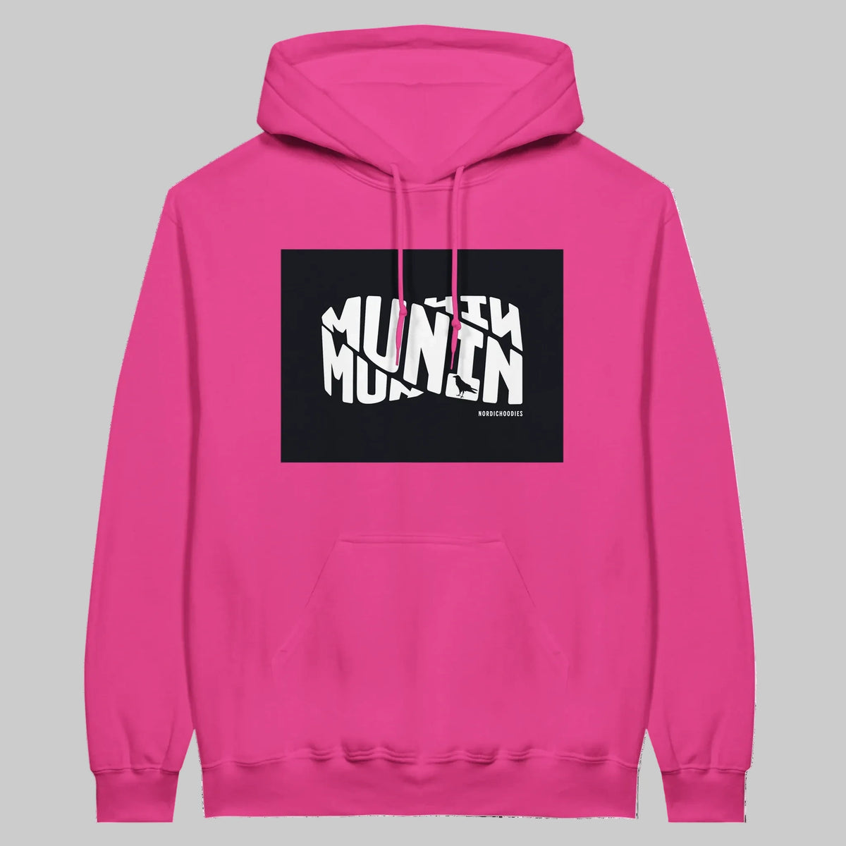 Munin Hoodie i Pink Lemonade – flat lay forfra – Nordic Hoodie