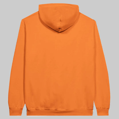 Munin Hoodie i Tangerine – flat lay ryggdesign – Nordic Hoodies