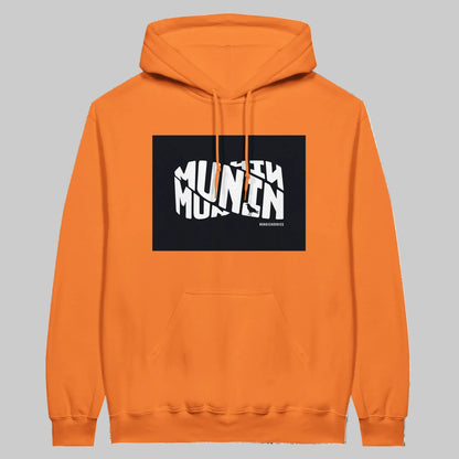 Munin Hoodie i Tangerine – flat lay forfra – Nordic Hoodies