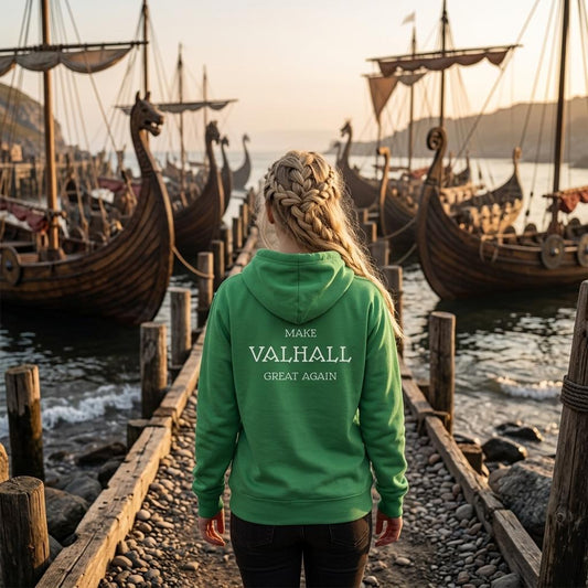 Make Valhall Great Again – Hoodie med Viking-humor