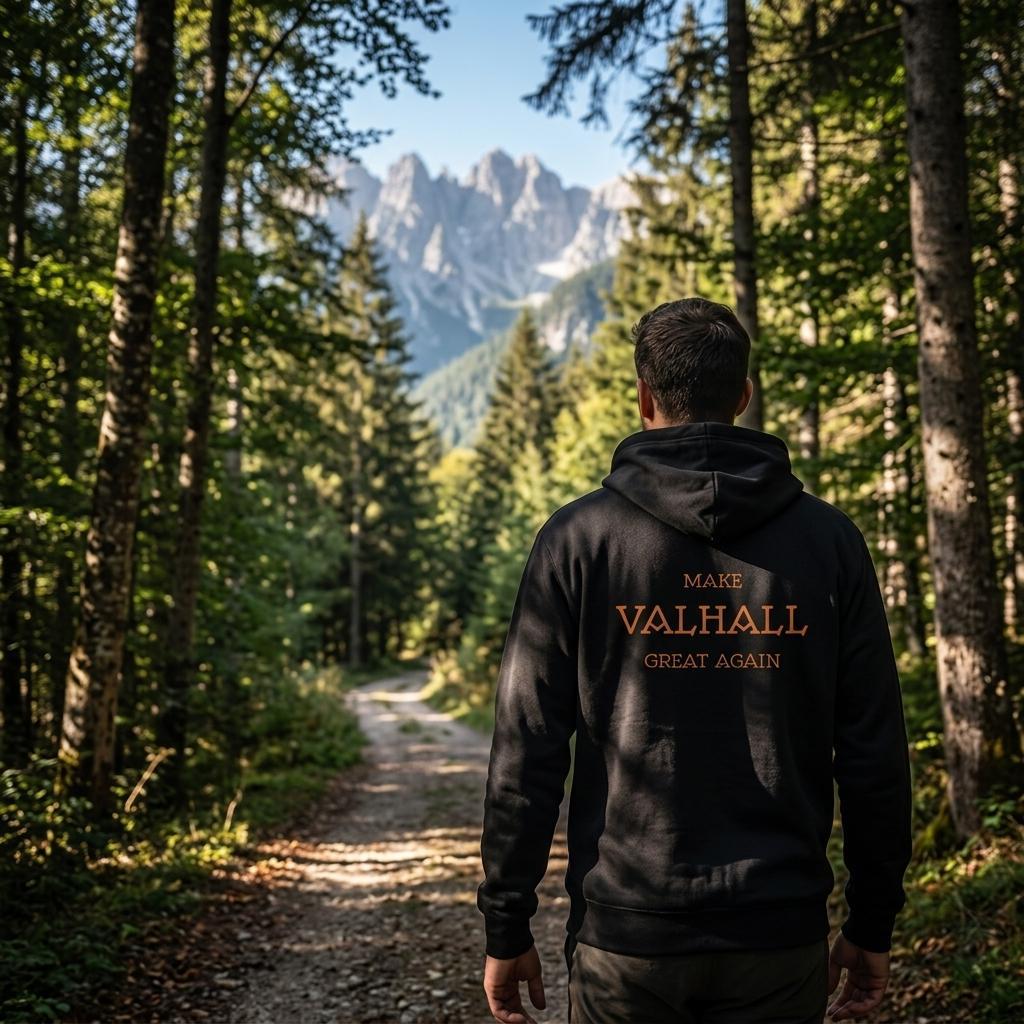 Make Valhall Great Again – Hoodie med Viking-humor