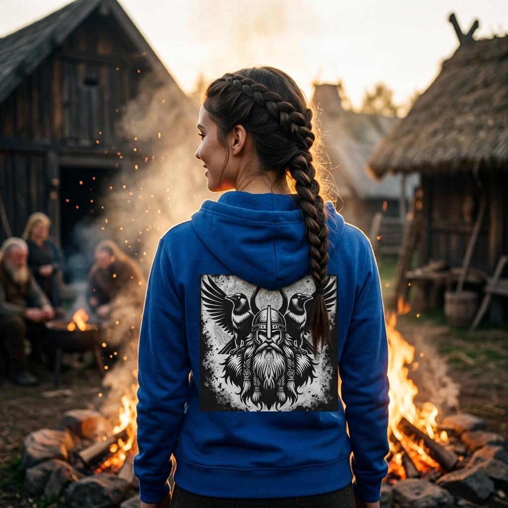 Odin and the Ravens – Zip Hoodie med norrønt design