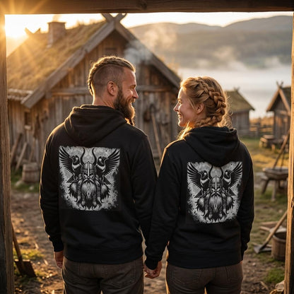 Odin and the Ravens – Zip Hoodie med norrønt design