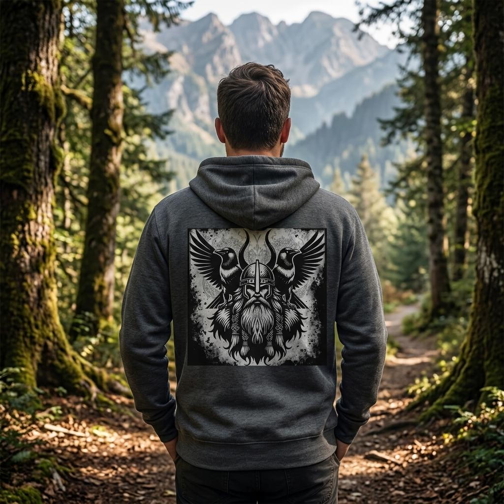Odin and the Ravens – Zip Hoodie med norrønt design