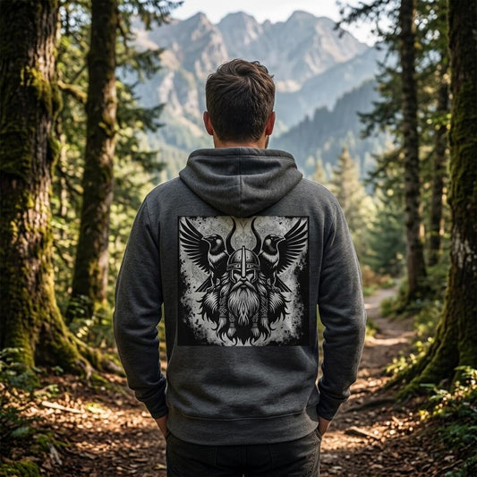 Odin and the Ravens – Zip Hoodie med norrønt design